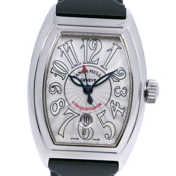 FRANCK MULLER Conquistador Watch 8005LSC Stainless Steel x Rubber Swiss Made Black Automatic Silver Dial Ladies