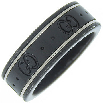 GUCCI Icon Ring Ring/Ring GG Plastic x K18 White Gold No. 12 Black Women's