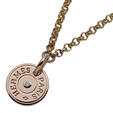 HERMES Necklace Ladies 750PG Diamond Gunbird Crude Cell Pink Gold Polished