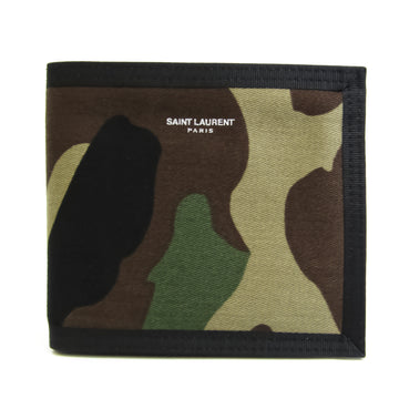 SAINT LAURENT 582400 Men's Canvas Wallet [bi-fold] Black,Brown,Khaki