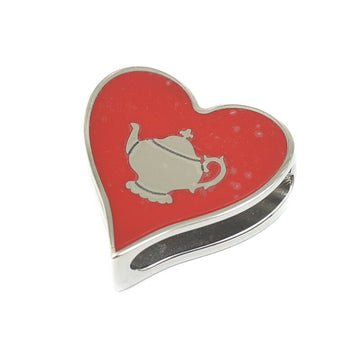 HERMES Scarf Ring Tea Time Heart Red/Silver