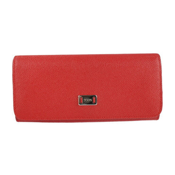 TOD'S Flap Continental Wallet Bifold Leather Red Series Long
