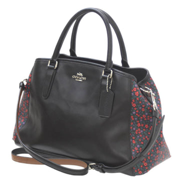 COACH Floral 2way Bag Handbag Shoulder Black F59442