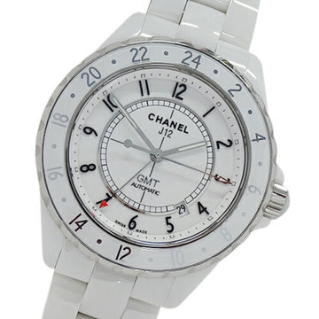 CHANEL Watch Men's J12 GMT Date 2000 Limited Automatic Winding AT Ceramic Stainless Steel SS H2126 White Silver Polished