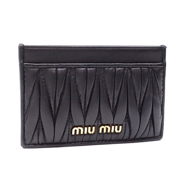 MIU MIU Miu Card Case Matelasse Women's Black Leather