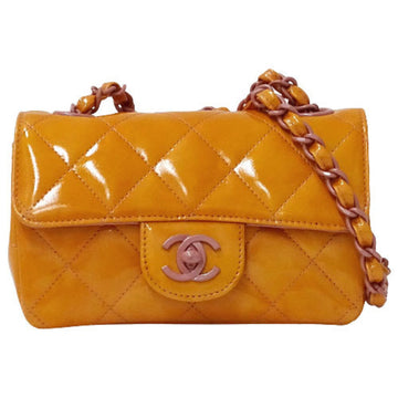Chanel Bag Matelasse Women's Shoulder Enamel Orange Pink Hardware