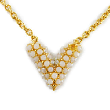 LOUIS VUITTON Necklace Collier Essential V LV Circle White Fake Pearl Gold Chain Logo Perle M68358 Women's Accessories Jewelry