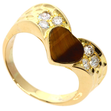 VAN CLEEF & ARPELS Tiger Eye Diamond Ring K18 Yellow Gold Women's