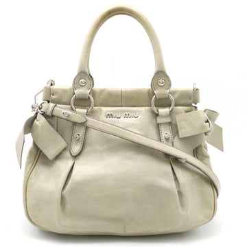 MIU MIU Miu Ribbon Handbag Shoulder Bag Leather PERVINCA Mint Gray RNN955