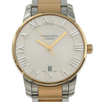 TIFFANY&Co. Atlas Dome Watch Combi Date Z1800.68.13A21A00A Stainless Steel x K18 Pink Gold Swiss Made Silver/Gold Automatic Winding White Dial Men's