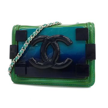 CHANELAuth  Single Chain Single Chain Women's Patent Leather Shoulder Bag Blue,Green