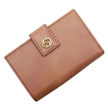 GUCCI bi-fold wallet interlocking G pink x gold leather 337023