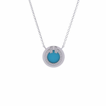 TIFFANY&Co.  T TWO Circle Diamond Turquoise Women's K18 White Gold Necklace