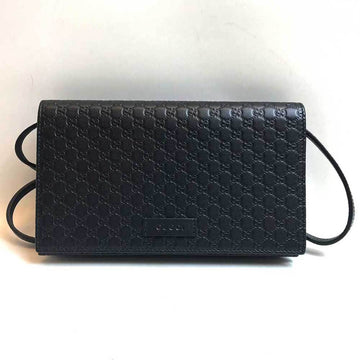 GUCCI long wallet micro sima striped leather black 466507