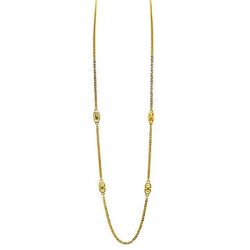 CHRISTIAN DIOR Long Necklace Gold GP CD Women's
