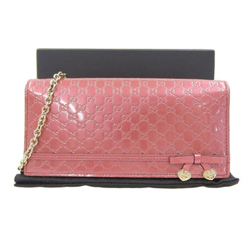 Gucci micro long wallet with hook chain enamel metallic pink 305022 1147 ribbon