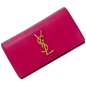 SAINT LAURENT bi-fold long wallet pink gold monogram GBL372266 leather  YSL flap grain ladies