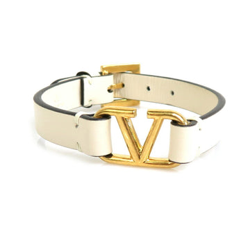 VALENTINO GARAVANI Garavani Bracelet Leather/Metal White Beige/Gold Women's