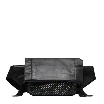 BOTTEGA VENETA Perforated Punching Body Bag Waist Shoulder 578540 Black Leather Women's BOTTEGAVENETA