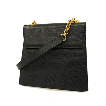 SALVATORE FERRAGAMO[3zc3959] Auth  shoulder bag leather black gold metal
