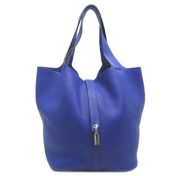 HERMES Picotin Lock GM T Engraved 2015 Ladies Handbag Taurillon Clemence Blue Electric x [Palladium]