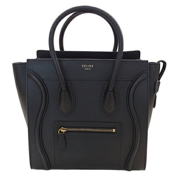 CELINE bag ladies brand handbag leather luggage micro shopper black gold hardware