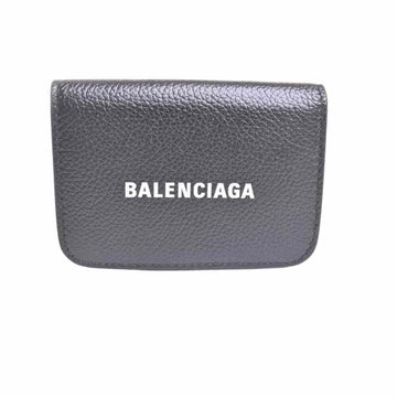 Balenciaga Leather Cash Mini Trifold Wallet Black