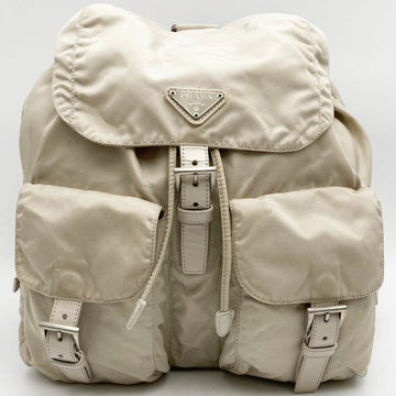 PRADA Rucksack Daypack Nylon Bag Triangle Logo Ivory Ladies Men's Fashion USED