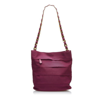 Salvatore Ferragamo Vala Chain Shoulder Bag Tote AU-21 5667 Purple Nylon Leather Ladies