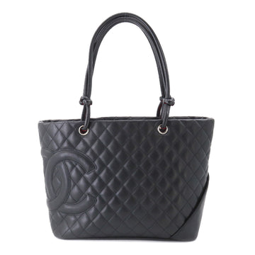 CHANEL Cambon Line Large Tote Bag Leather Black A25169 Silver Hardware