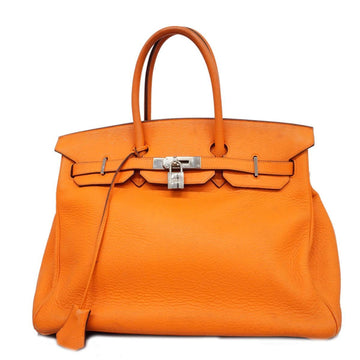 HERMES Handbag Birkin 35 H Stamp Taurillon Clemence Orange Ladies