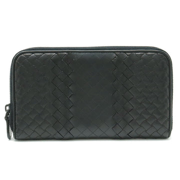 BOTTEGA VENETA Intrecciato Round Long Wallet Leather Black 114070