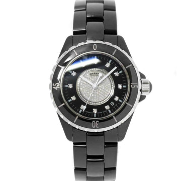 Chanel J12 H1757 men's watch center diamond 12P date ceramic black automatic self-winding