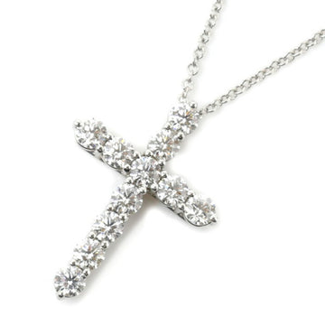 TIFFANY&Co.  Pt950 Platinum Medium Cross Diamond Necklace 60007330 3.7g 41cm Ladies