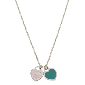 TIFFANY Double Heart Tag Pendant Return to Silver 925 Necklace 0202 &Co.