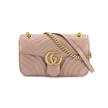 Gucci GG Marmont Small Shoulder Bag Dusty Pink 443497 Gold Hardware