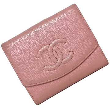 Chanel Bi-Fold Wallet Pink Caviar Skin A13496 Coco Mark 9s CHANEL W Ladies Pastel