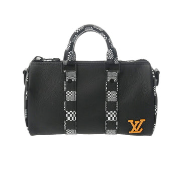 LOUIS VUITTON Damier Distorted City Keepall XS Black M80202 Unisex Leather Handbag