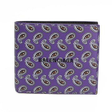 BALENCIAGA Square Wallet Paisley Pattern 594315 Men,Women Leather Wallet [bi-fold] Black,Purple