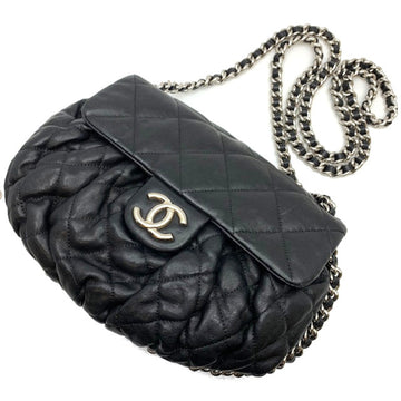 Chanel chain bag shoulder black lambskin silver metal fittings flap 16 series