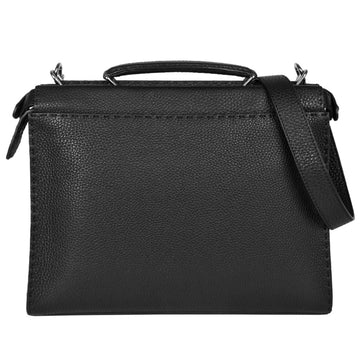 FENDI Selleria Peekaboo Strap Handbag Shoulder Bag Leather Black Men's
