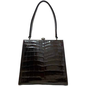 VERSACE handbag brown silver sunburst leather metal  STYLED INITALY gamaguchi tight