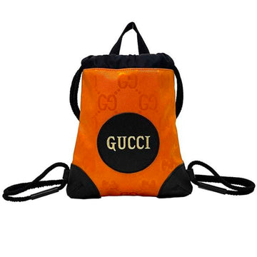 GUCCI Backpack Orange Black Off The Grit 643887 Canvas Leather  GG Nylon Compact