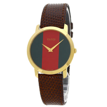 GUCCI 2200M Sherry Line Watch GP/Leather Men's