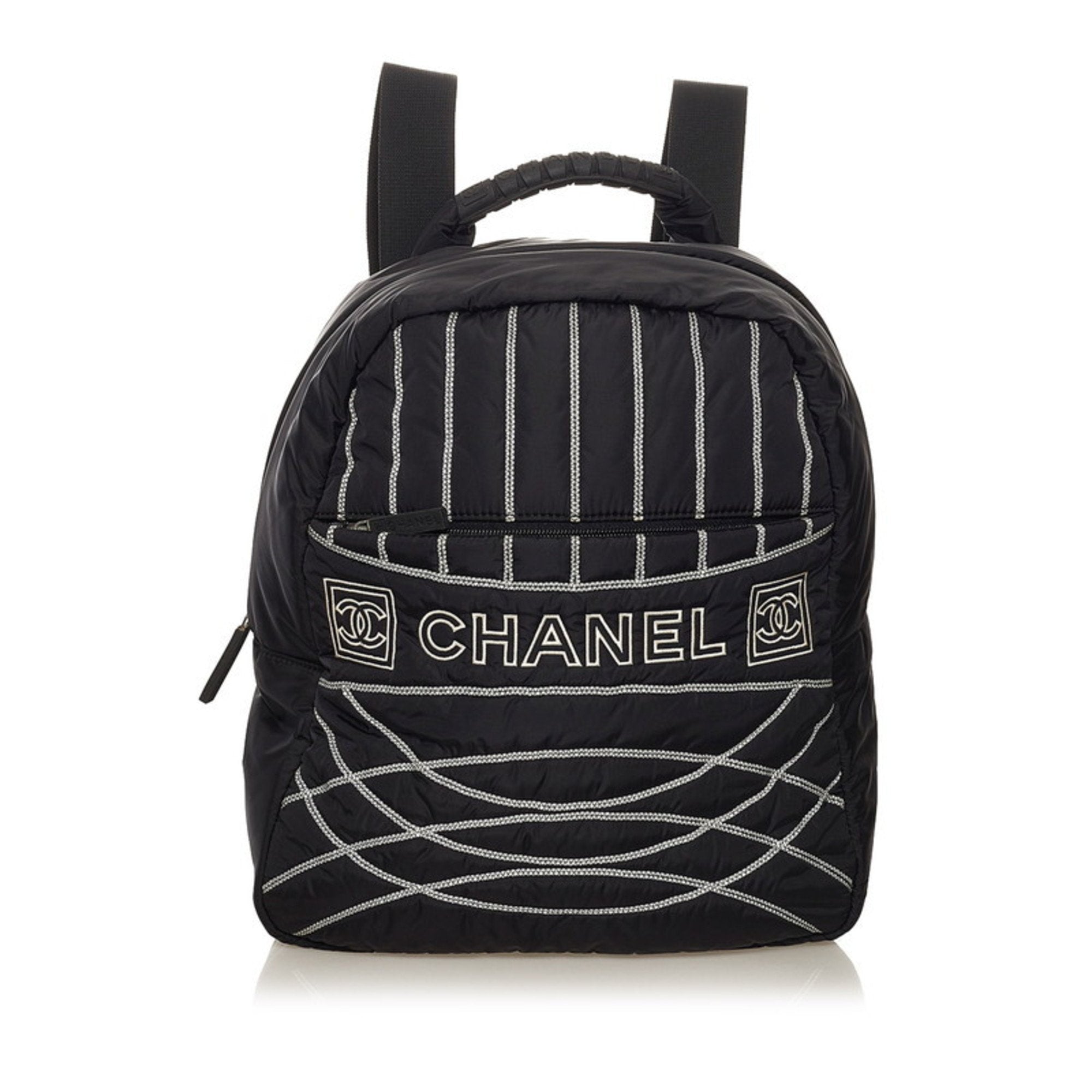 Chanel sports line rucksack backpack black nylon ladies CHANEL