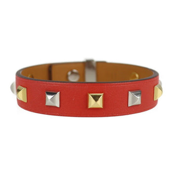 Hermes mini dog square crew bracelet 071680CK notation size T3 leather rouge tomato