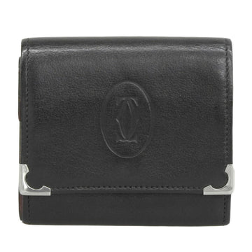 CARTIER coin purse case leather black