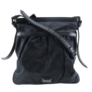 BURBERRY Shoulder Bag Nova Check Nylon Canvas Made in China Black Crossbody A5 Zipper Unisex