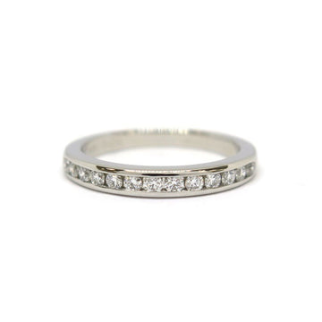 TIFFANY Pt950 Half Eternity Diamond Ring Size 7.5 Women's