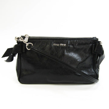 Miu Miu VITELLO LUX RR1892 Women's Leather Pouch,Shoulder Bag Black